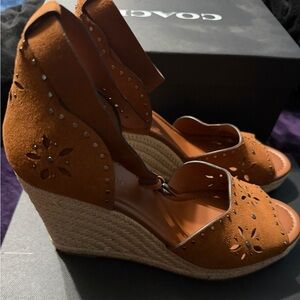 Gorgeous Coach Tan Wedge Sandals